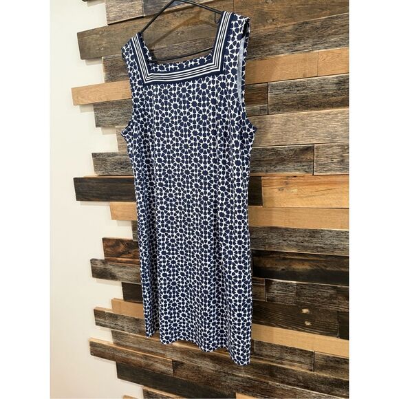 Talbots Navy Geometric Print Sleeveless Dress sz XL petite - Picture 1 of 7